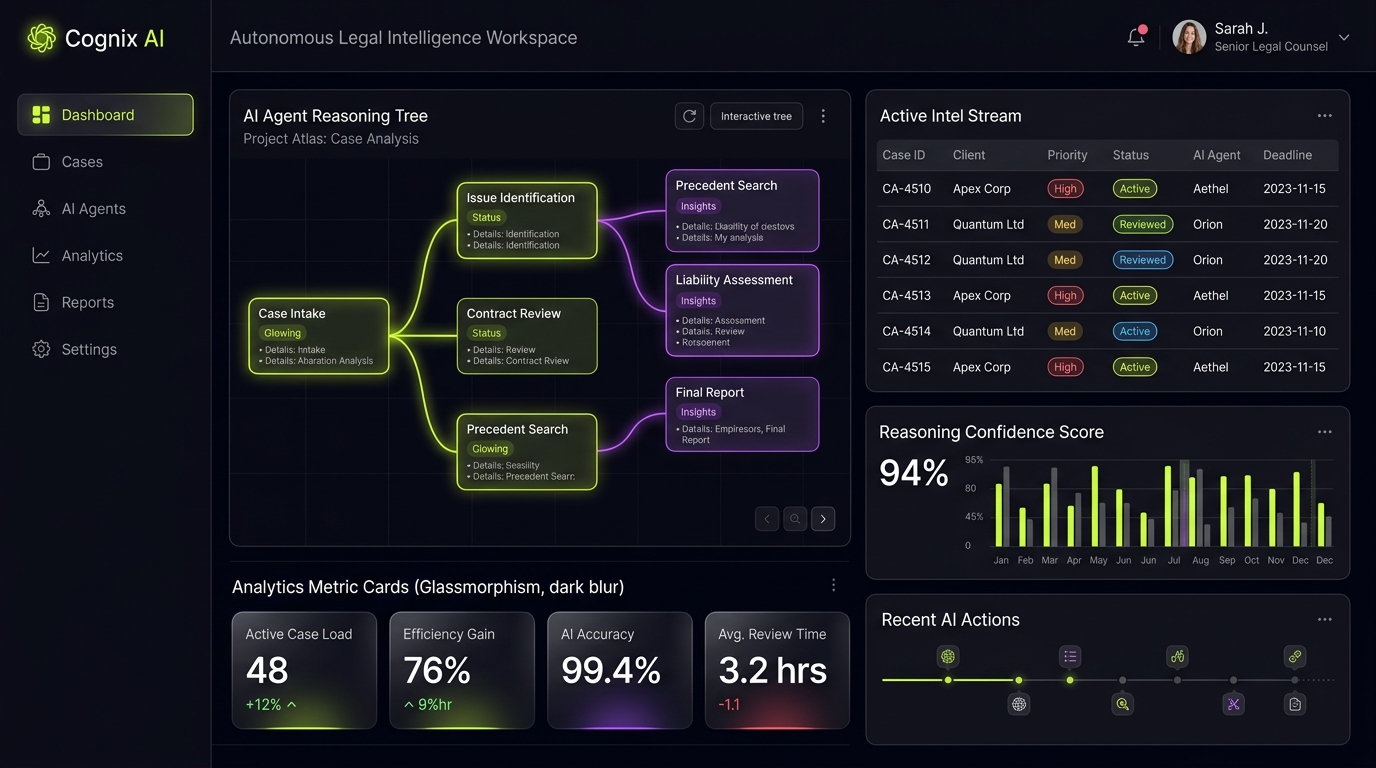 Cognix AI Legal Reasoning Workspace Dashboard